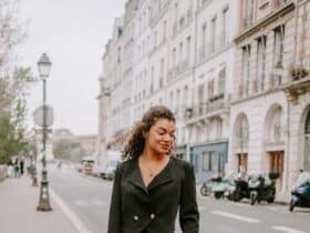 matching blazer and short set, chanel ballet flats, cute fall outfit