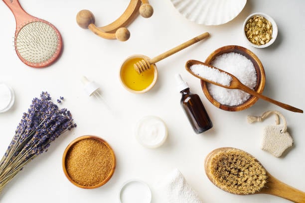 clean beauty flatlay natural ingredients