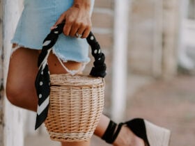 denim skirt and espadrilles Parisian style summer outfit