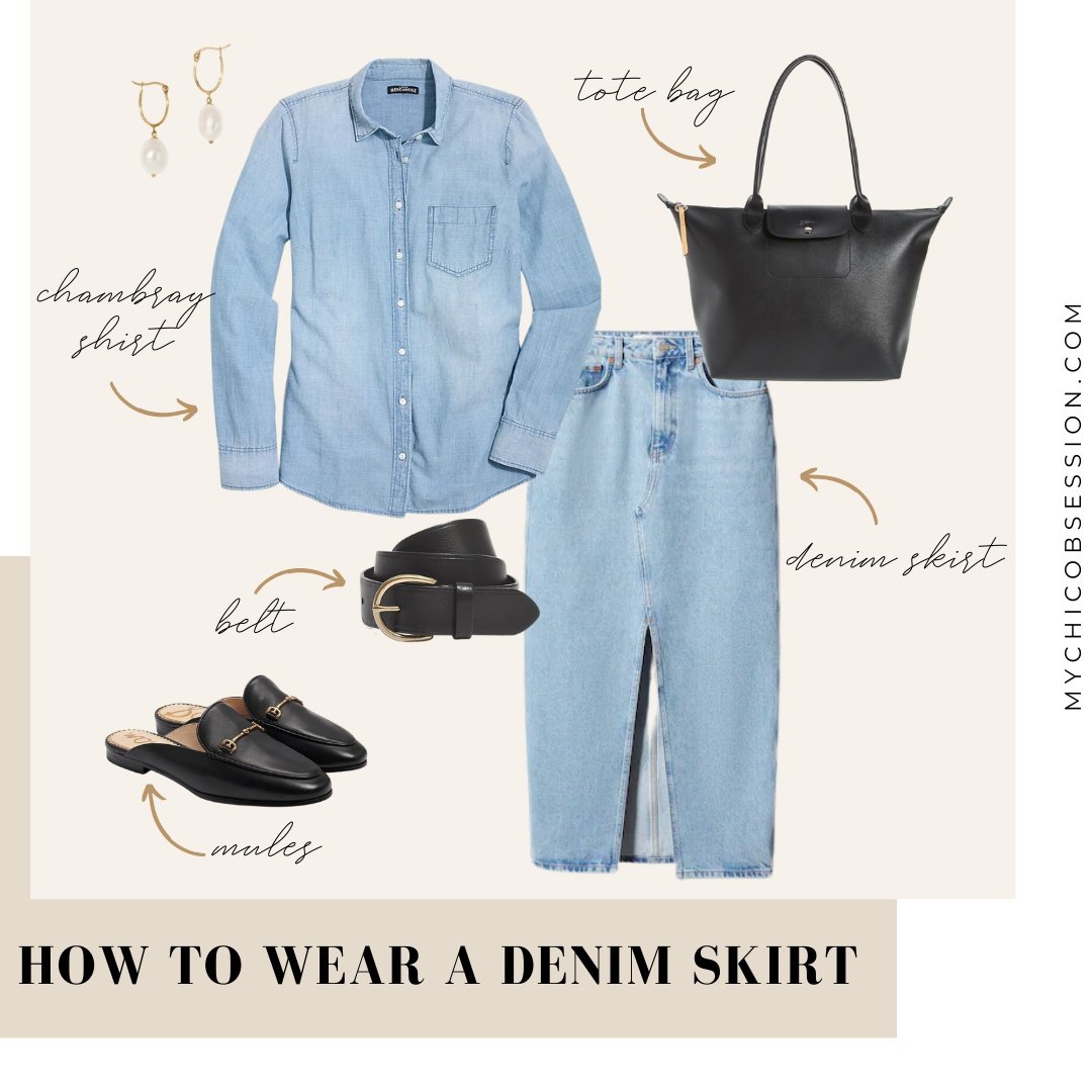 how to wear a denim skirt