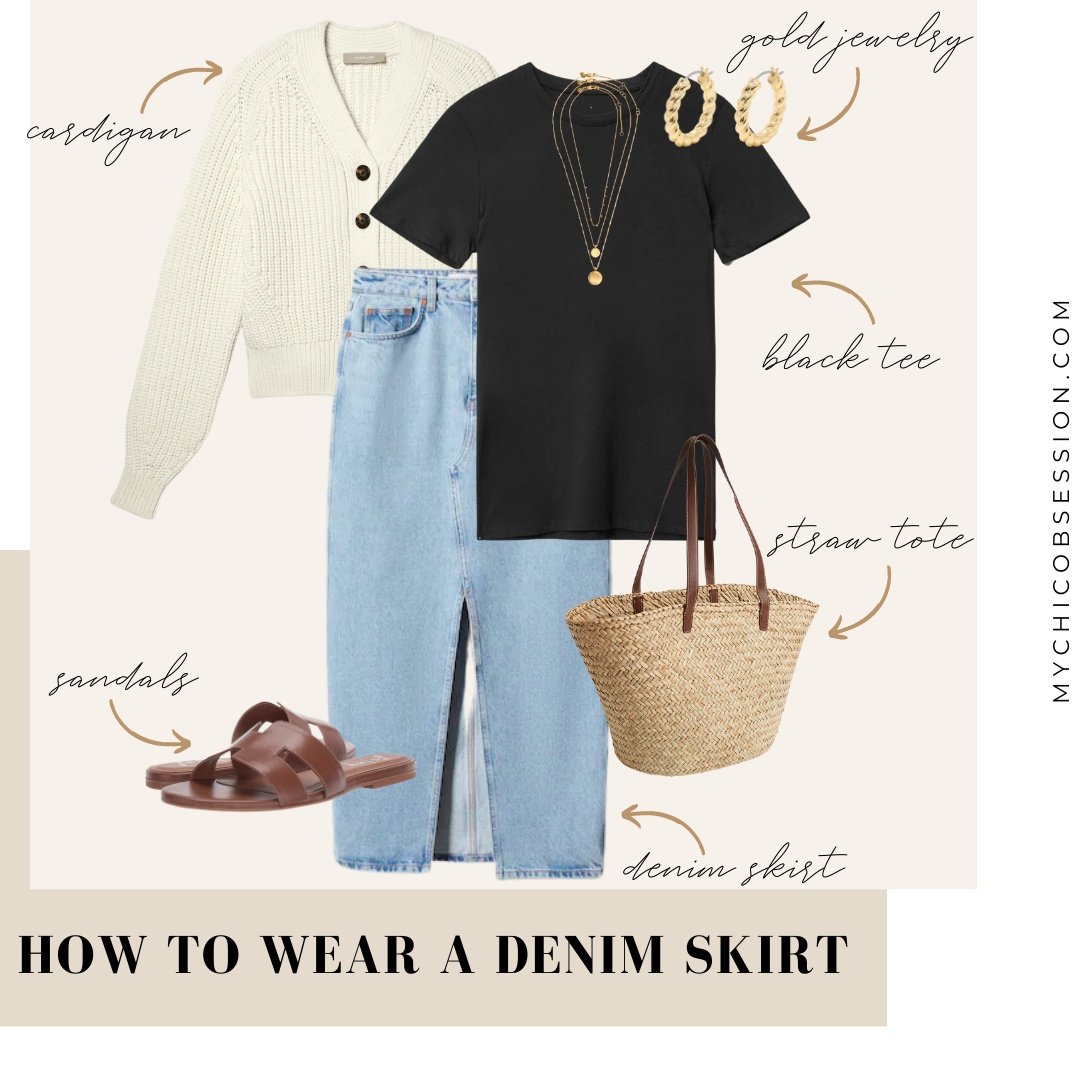 how to wear a denim skirt 