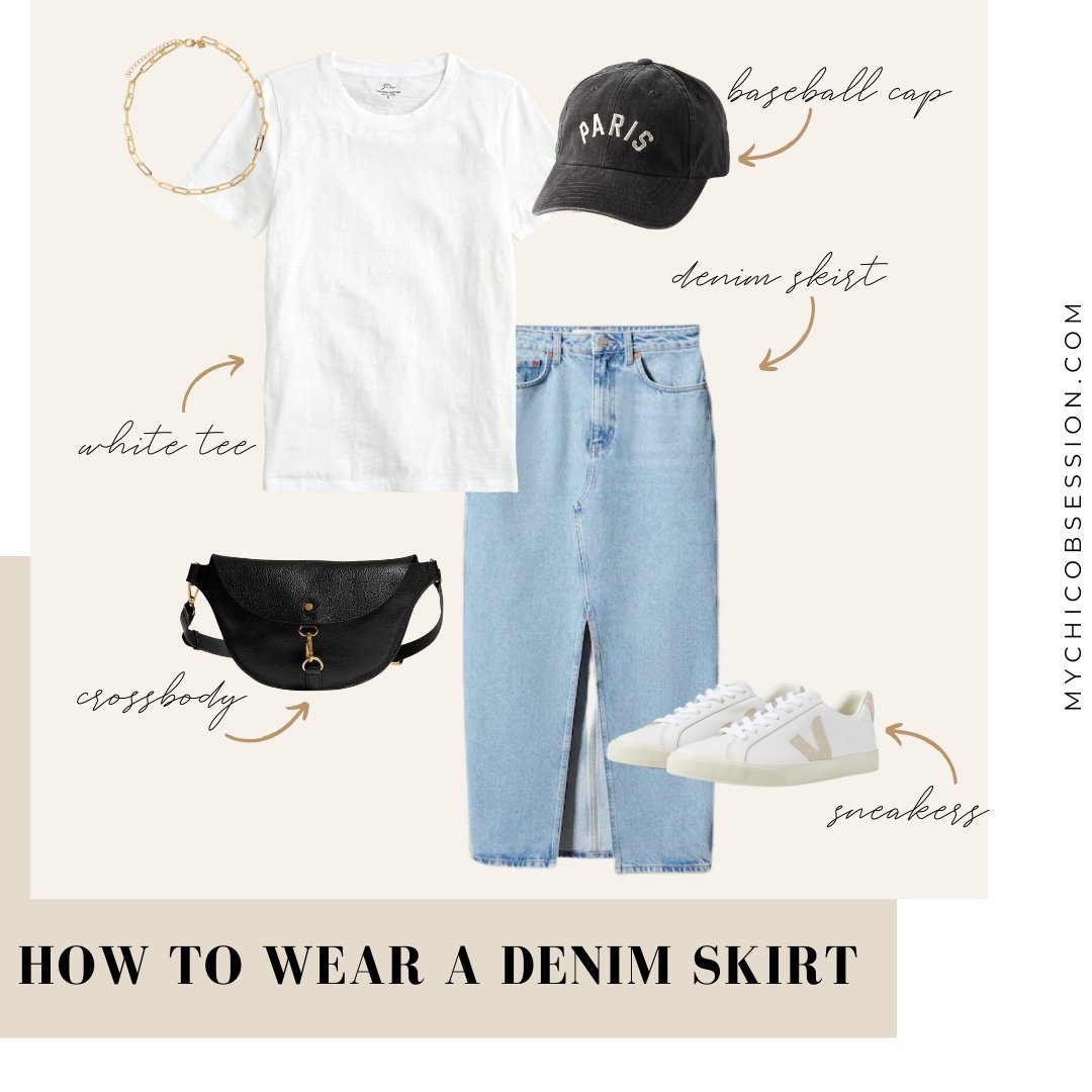 how to wear a denim skirt 