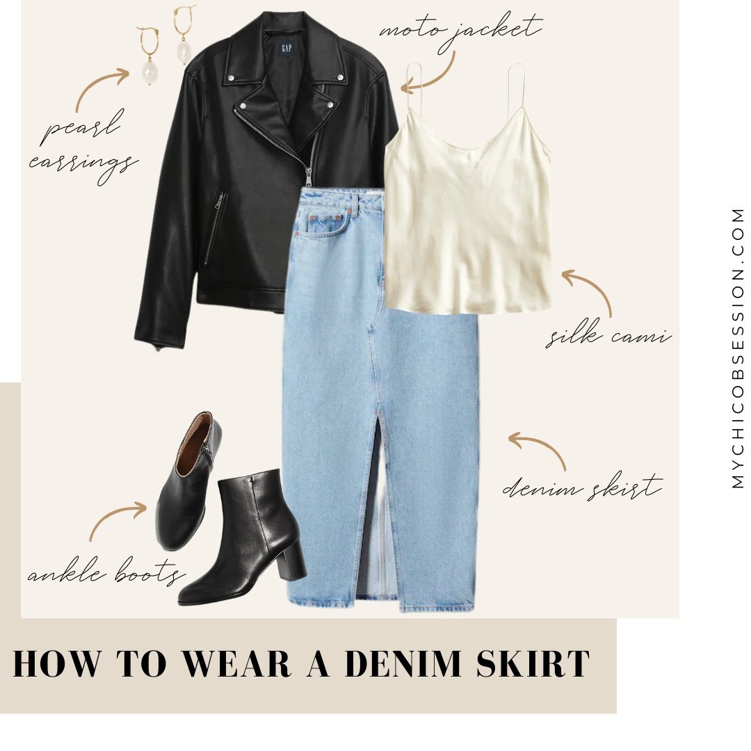 how to wear a denim skirt