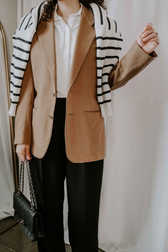 camel blazer outfit