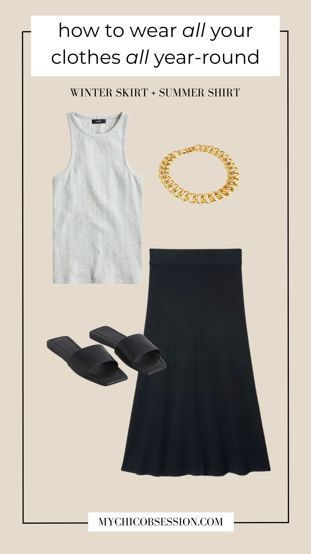 wool skirt and tank top