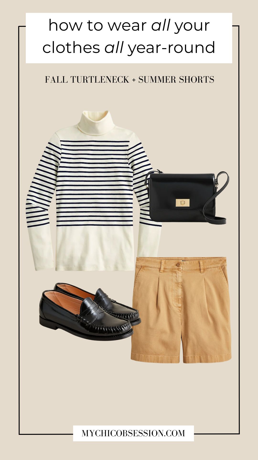 striped turtleneck with shorts